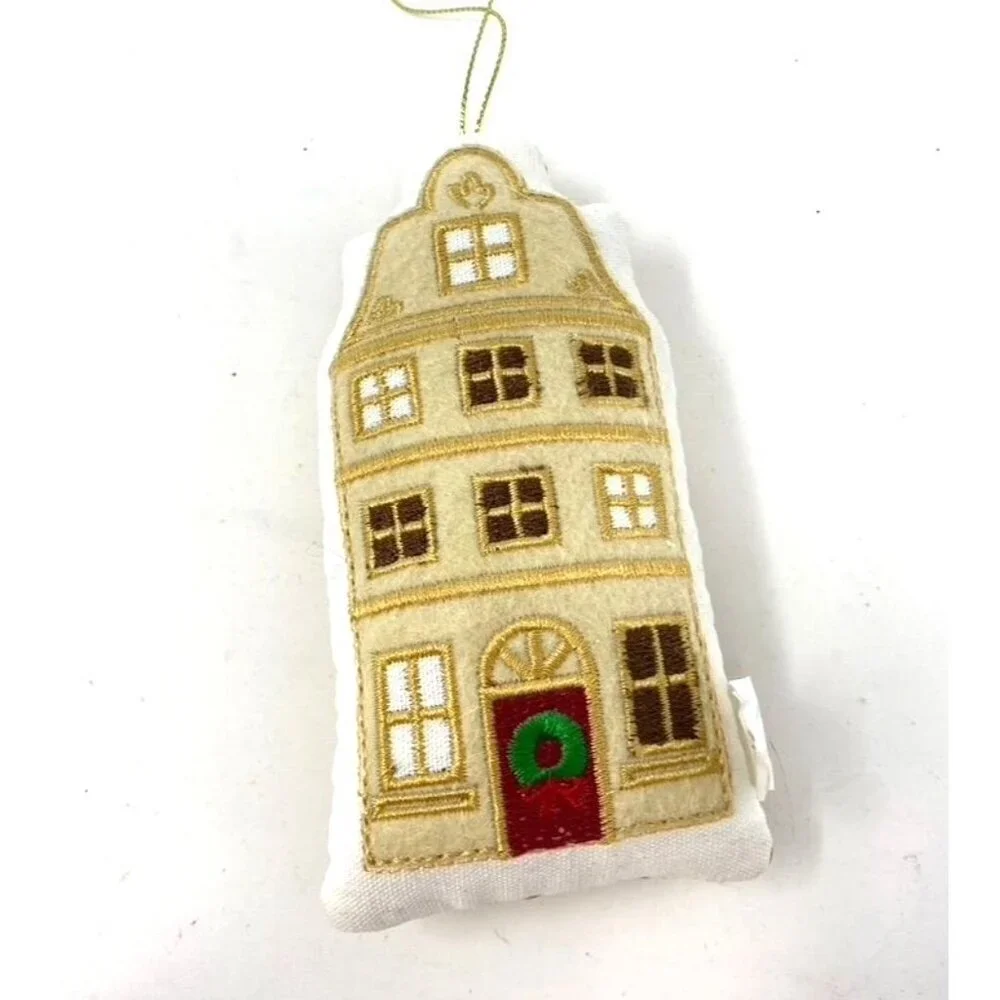 Target Fabric House with Red Door Christmas Tree Ornament Cream Wondershop™